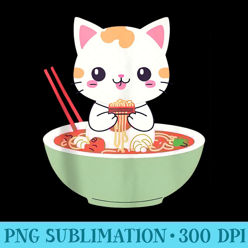 Anime Ramen Cat Japanese Noodles Kawaii Kitten - PNG Download Clipart - Enhance Your Apparel with Stunning Detail