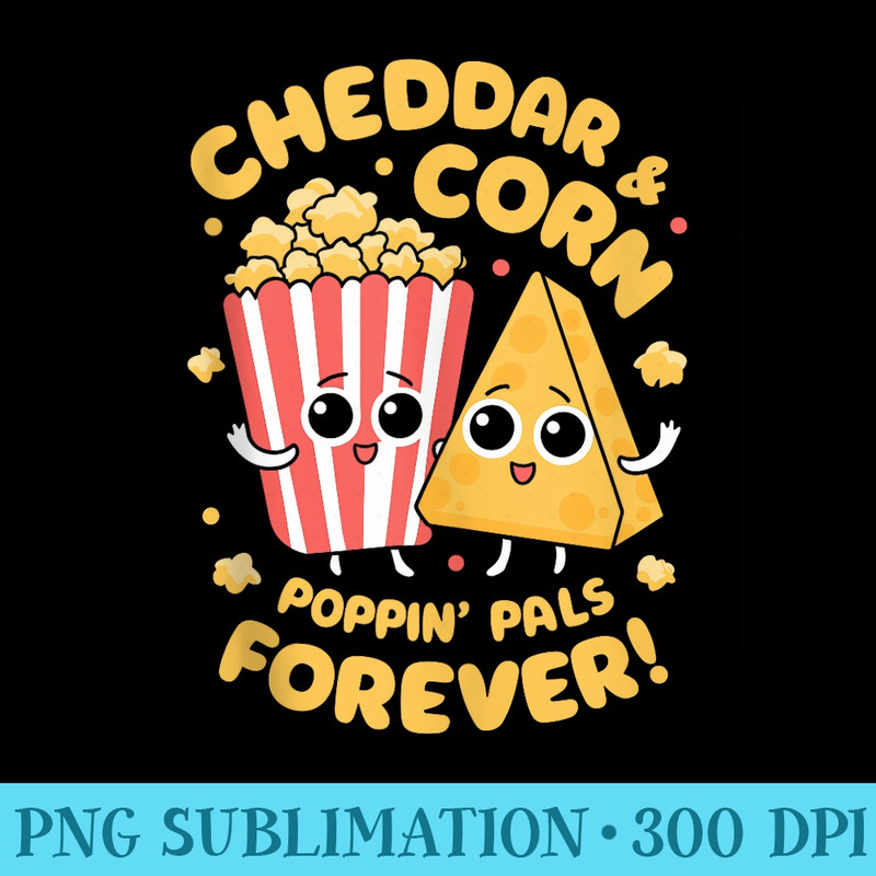 Poppin Pals, Cute Kawaii Cheddar Cheese Popcorn Lover - Download PNG Files - Quick And Seamless Download Process