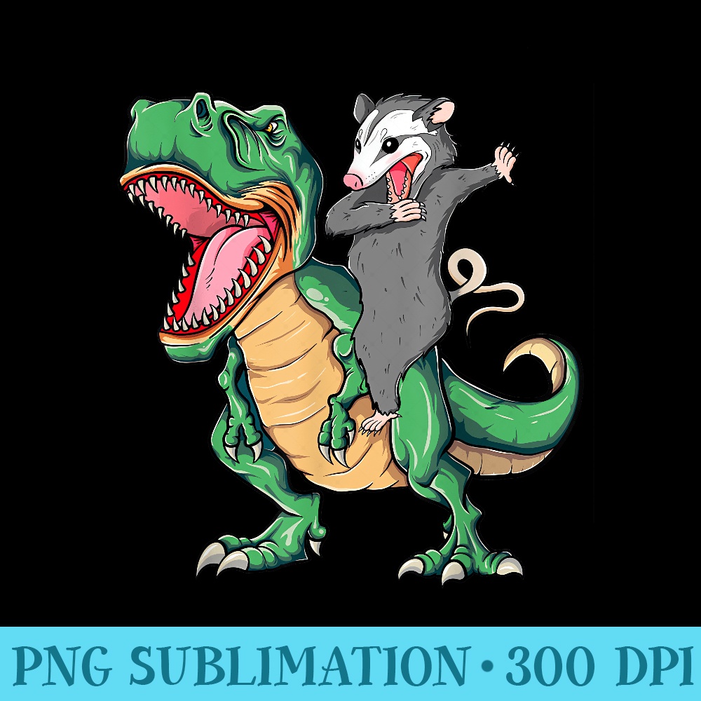 Opossum Riding Dinosaur T Rex Funny Trash Garbage - PNG Download Clipart - Instant Access To Downloadable Files