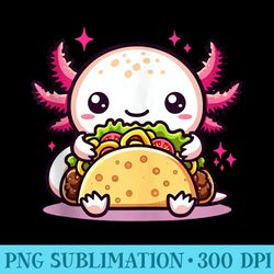 cute kawaii anime axolotl eating taco funny cinco de mayo - blank shirt template png