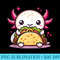 Cute kawaii anime axolotl eating taco funny Cinco de mayo - Blank Shirt Template PNG - Vibrant and Eye-Catching Typography