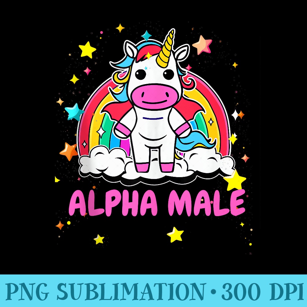 Alpha Male Unicorn Rainbow and Stars Funny Weird Y2K Humor - PNG Download - Premium Quality PNG Artwork