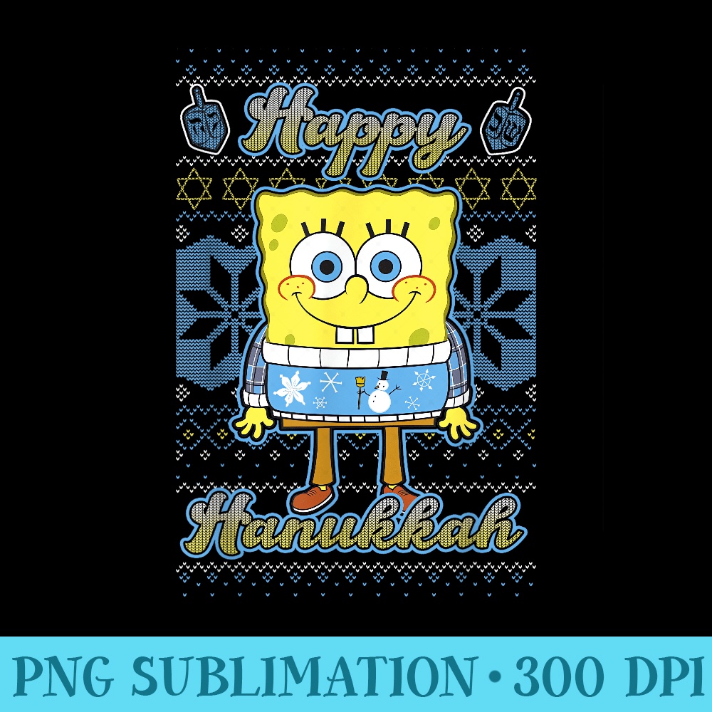 SpongeBob SquarePants Happy Hanukkah Ugly - Sublimation graphics PNG - Limited Edition And Exclusive Designs
