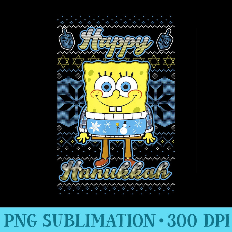 SpongeBob SquarePants Happy Hanukkah Ugly - Sublimation graphics PNG - Limited Edition And Exclusive Designs