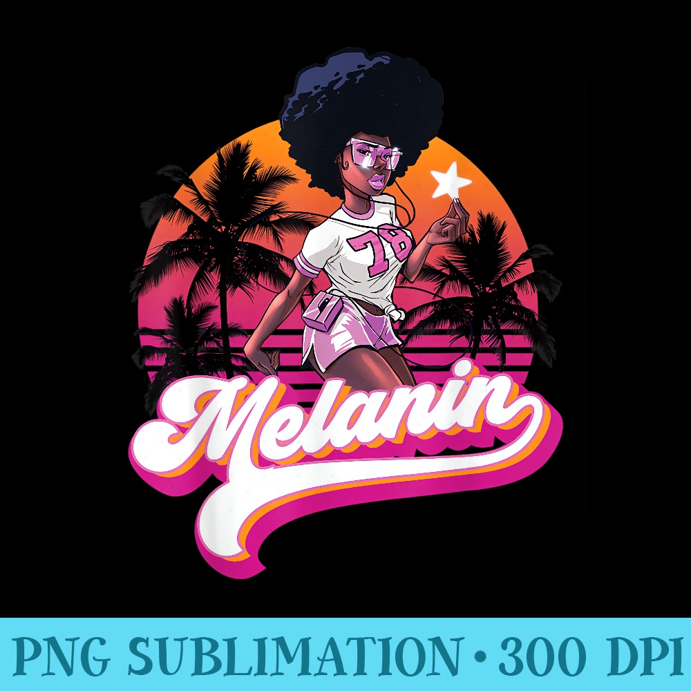 Melanin Retro 80s - Sublimation templates PNG - Premium Quality PNG Artwork