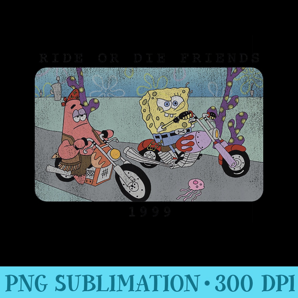 SpongeBob SquarePants Ride Or Die Friends 1999 Portrait Premium - PNG Picture Download - Perfect for Sublimation Art