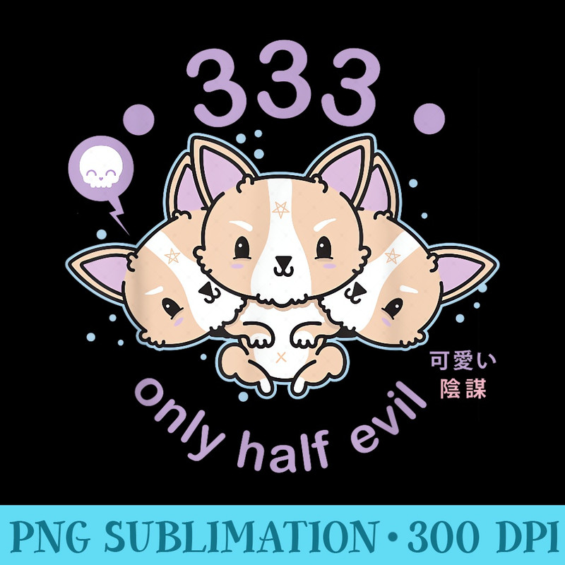 Pastel Goth 333 Only Half Evil T Kawaii Corgi Dog - PNG file download - Trendsetting And Modern Collections