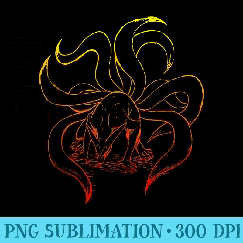 Naruto Shippuden Nine Tails Gradient Outline Shirt Drawing