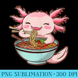 kawaii graphic japanese art anime manga axolotl eating ramen - shirt vector art