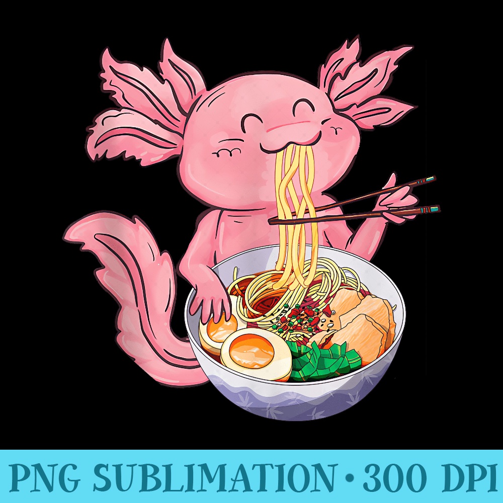 Kawaii Anime Axolotl Ramen Noodle  Girls Men - Free Transparent PNG Download - Capture Imagination with Every Detail