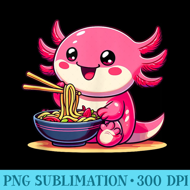 Anime Kawaii Axolotl Eating Ramen Noodles n Girl - PNG Clipart Download - Vibrant and Eye-Catching Typography