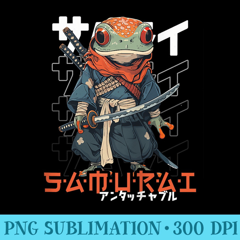 Japanese Frog Samurai Warrior Ukiyo Samurai Toad Backprinted - Printable PNG Graphics - Perfect for Sublimation Art