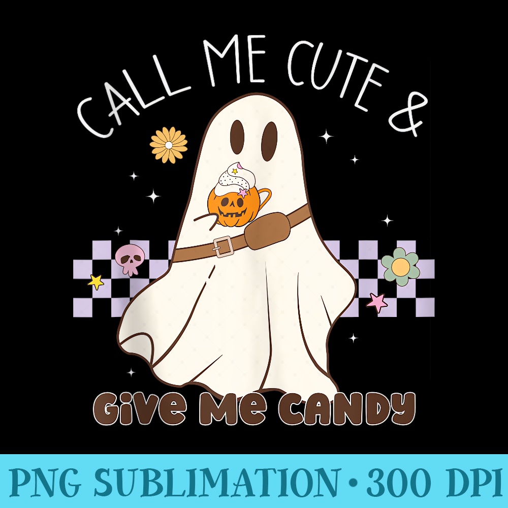 Call Me Cute and Give me Candy, Kawaii Ghost Funny Halloween - Download Transparent PNG Images - Revolutionize Your Designs