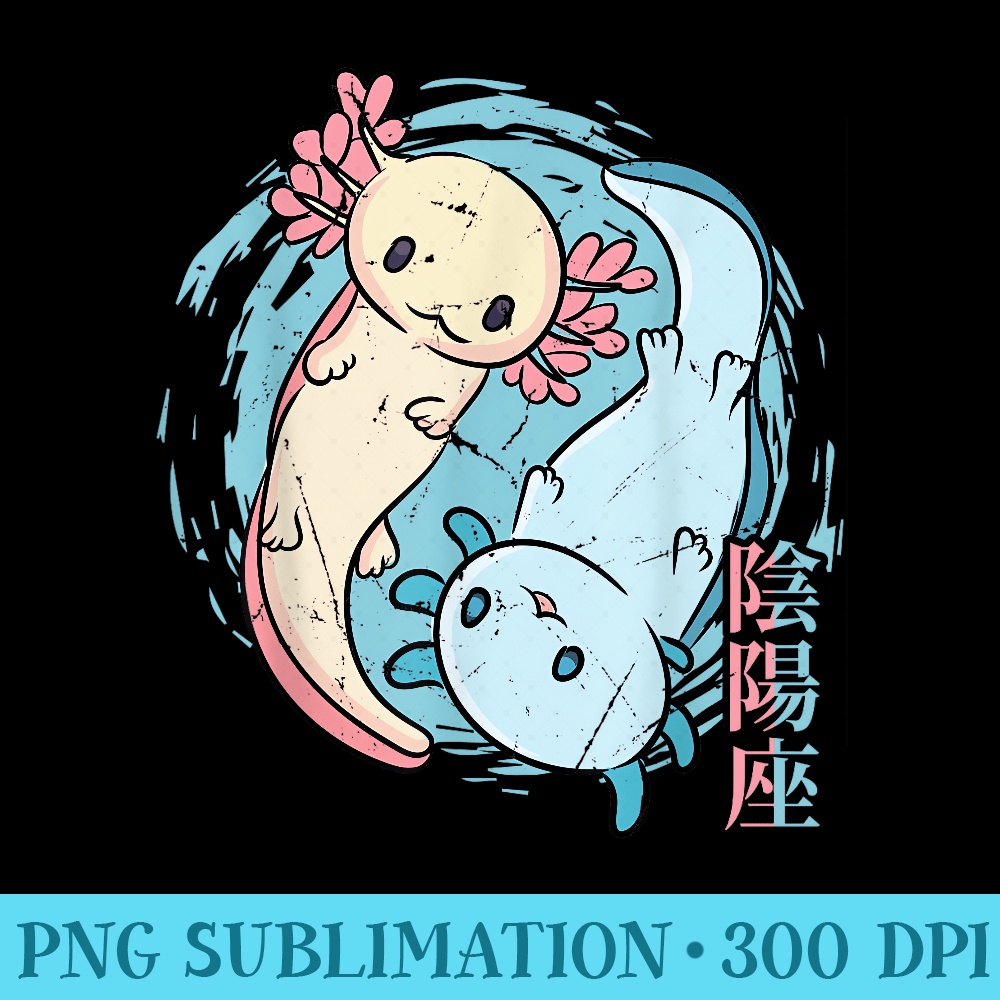 Yoga Cute Kawaii Anime Axolotl Japanese Aesthetics - Printable PNG Graphics - Quick And Seamless Download Process