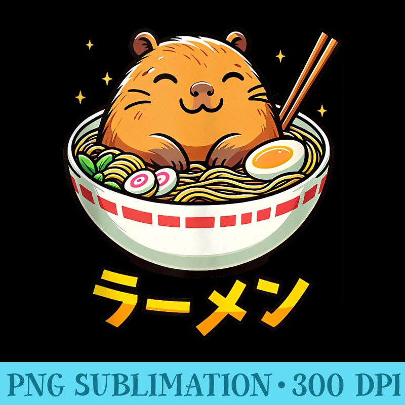 Capybara Ramen Japanese Kawaii Bowl Noodles Girls - Sublimation PNG download - Unique And Exclusive Designs