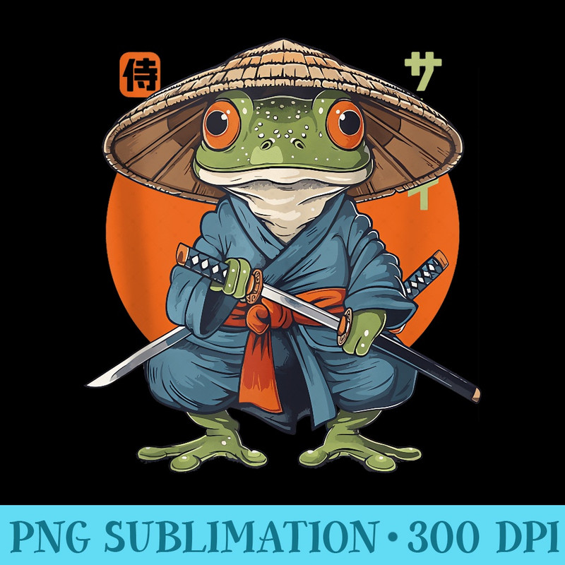 Japanese Samurai Frog Warrior Ukiyo Toad Sensei Samurai - Sublimation designs PNG - Bring Your Designs to Life