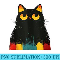 cute black cat retro colour stripe peeking kawaii cat lover - sublimation images png download