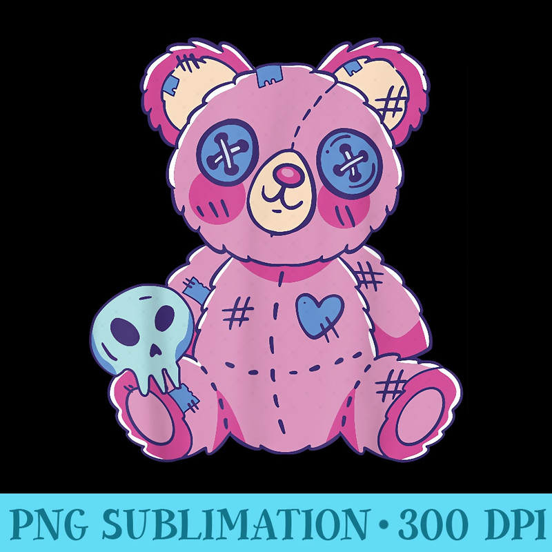 Pastel Goth Teddy Bear Kawaii Gothic - Download High Resolution PNG - Versatile And Customizable Designs