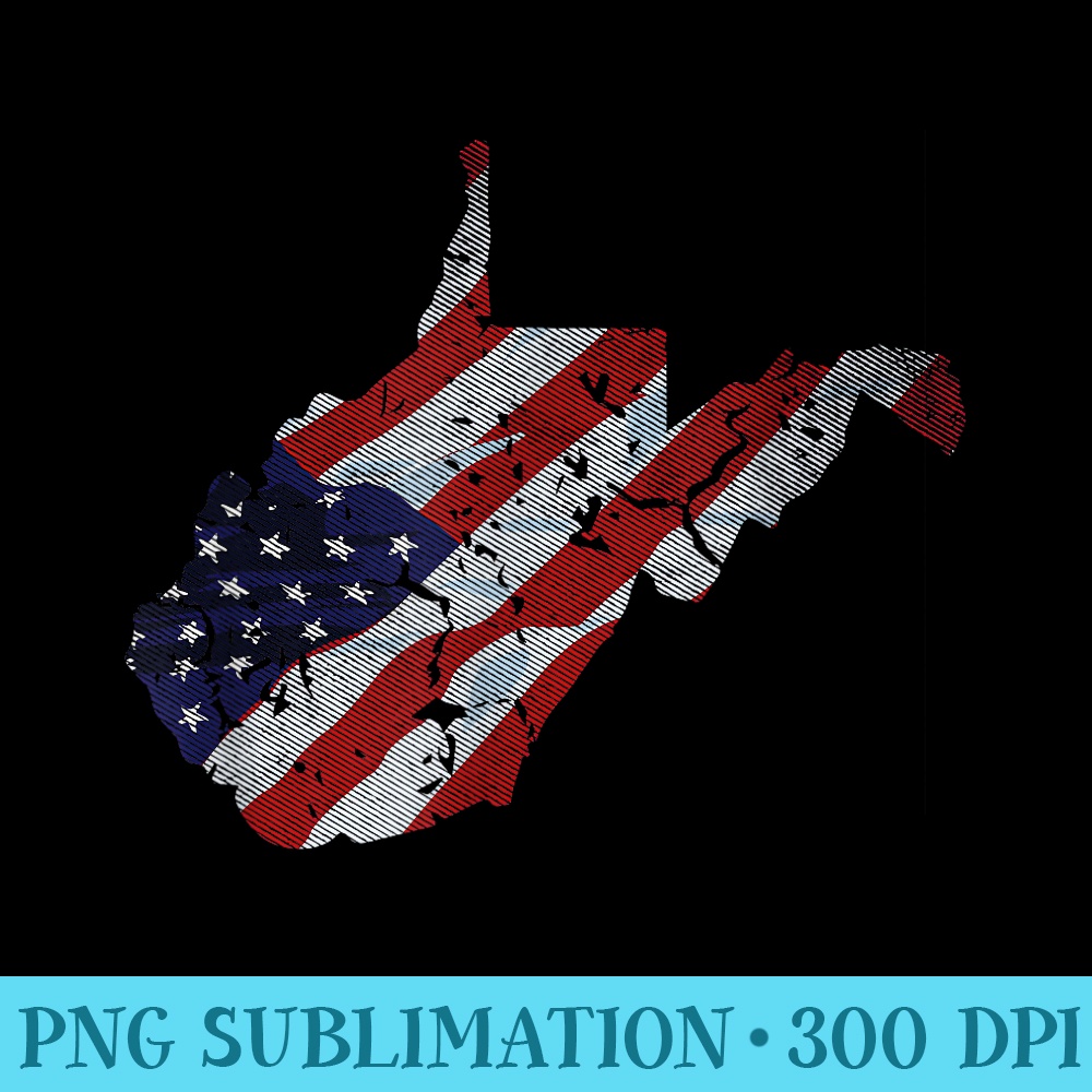 West Virginia American Flag WV Mountain State Pride - Transparent PNG Mockup - Perfect for Personalization