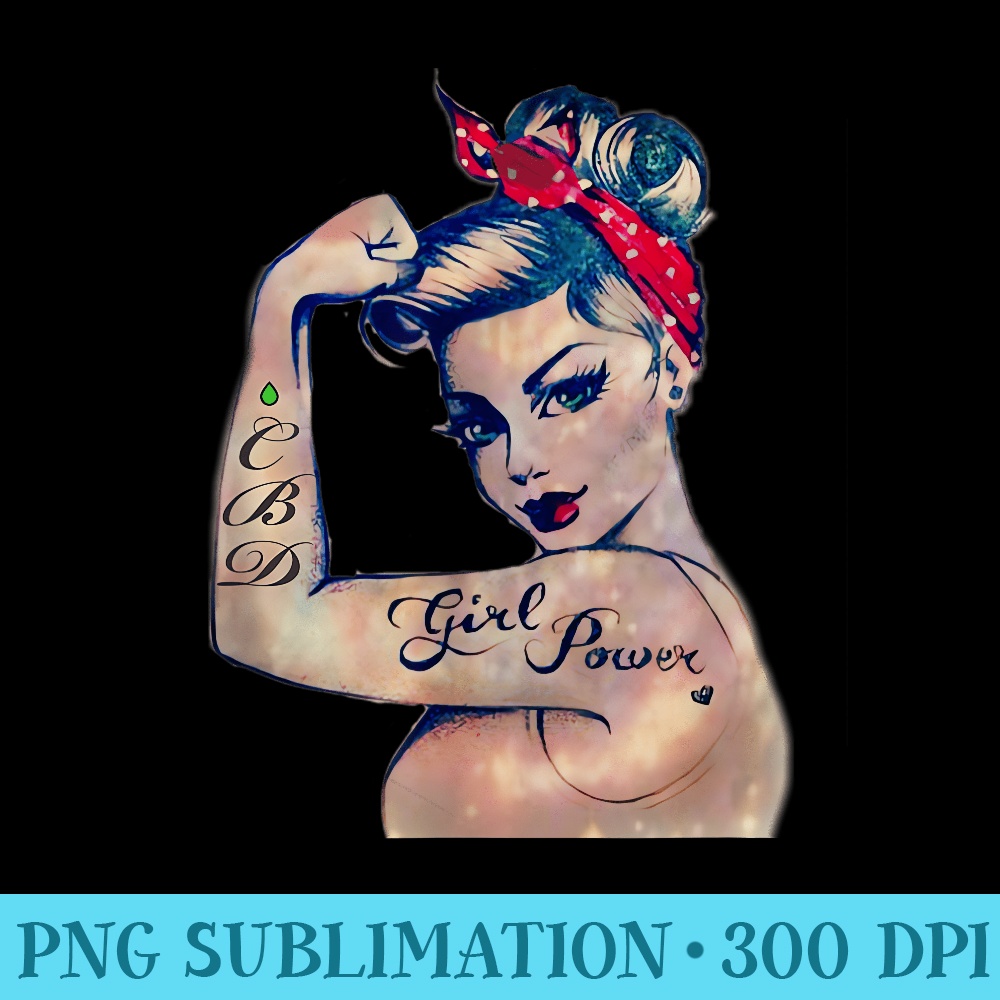 Vintage Pin Up Flexing CBD - PNG Clipart Download - Perfect for Creative Projects