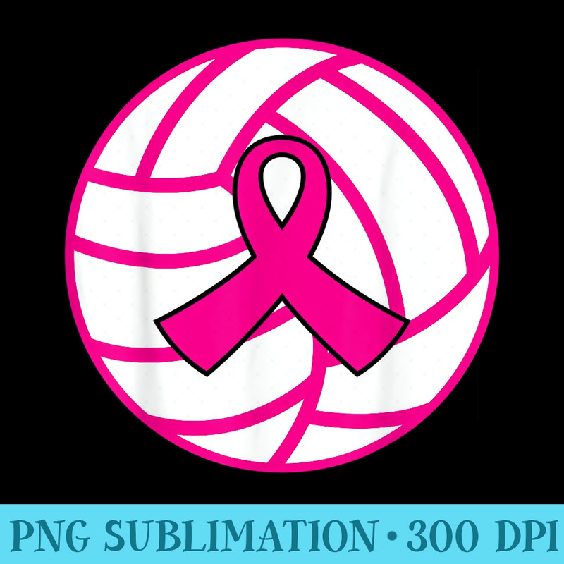 Volleyball Pink Ribbon Breast Cancer Awareness - High Resolution PNG Image - Perfect for Sublimation Art