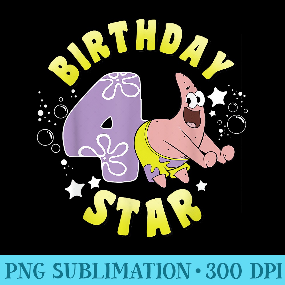 Nickelodeon SpongeBob SquarePants Patrick Star 4th Birthday - PNG Picture Gallery Download - Fashionable and Fearless