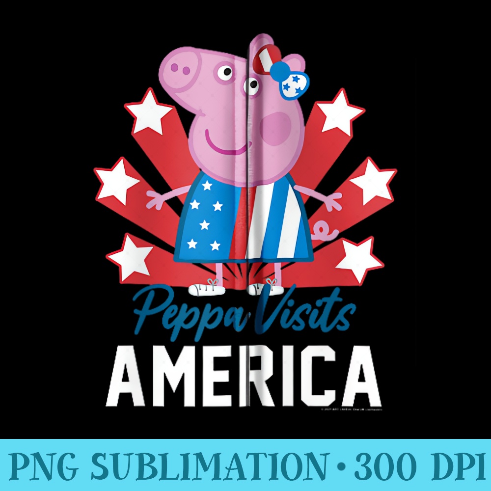 Peppa Pig Visits America Peppa Portrait - Sublimation clipart PNG - Instantly Transform Your Sublimation Projects