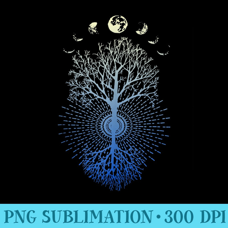 Phases of the Moon Tree of Life - Unique PNG Artwork - Capture Imagination with Every Detail