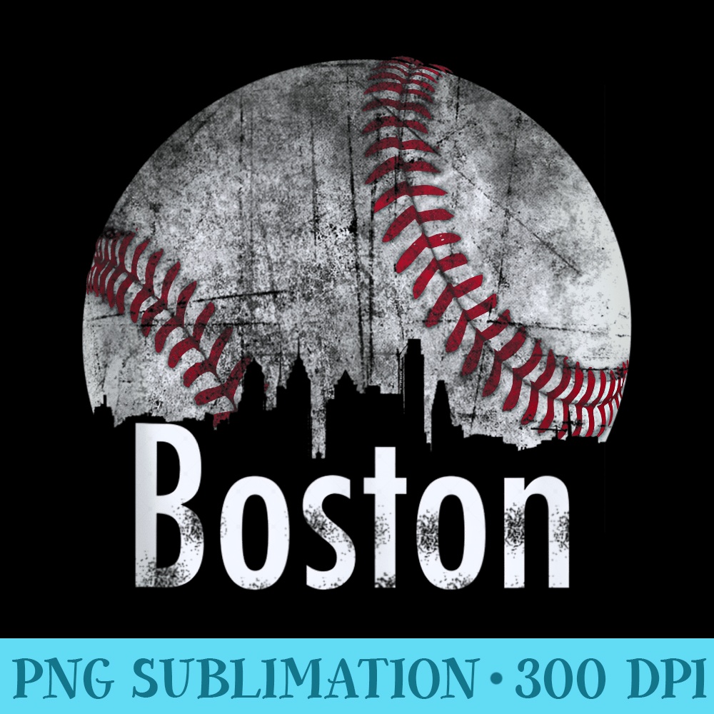 Vintage Boston Baseball Downtown Skyline Classic City - Sublimation designs PNG - Unique And Exclusive Designs