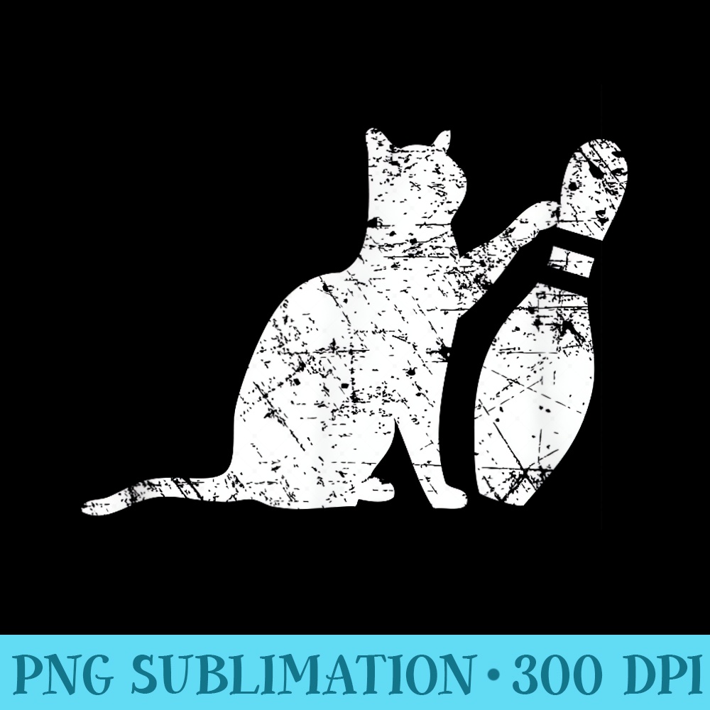 Ornery Alley Cat Tipping Bowling Pin Funny Team - PNG Art Files - Unleash Your Creativity