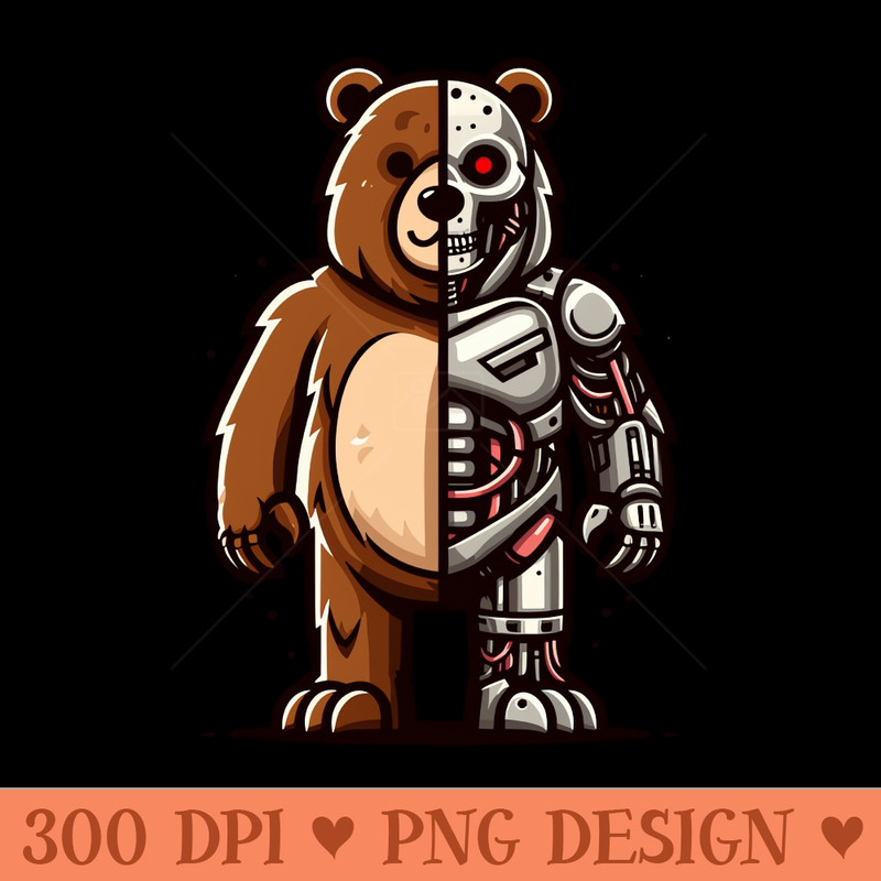 Teddy bear Robot - Shirt Illustration PNG - Instant Access To Downloadable Files