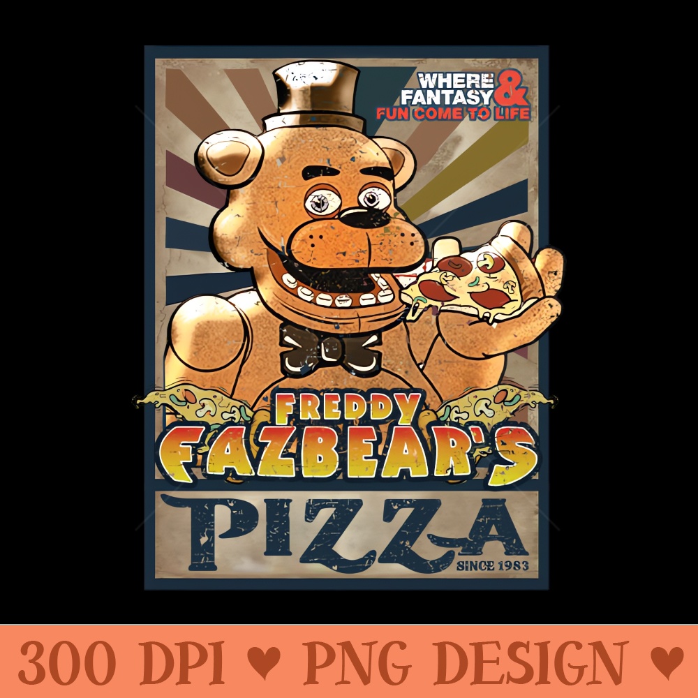 Vintage Freddy Fazbears Pizza - Sublimation patterns PNG - Bring Your Designs to Life