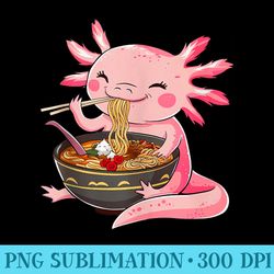 kawaii graphic japanese art anime manga axolotl eating ramen - shirt image download
