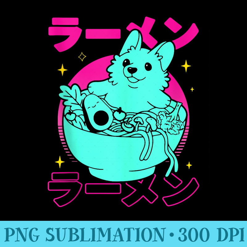Anime Ramen Cute Corgi Japanese Noodles Aesthetic Dog Kawaii - PNG Clipart Download - Instant Access To Downloadable Files