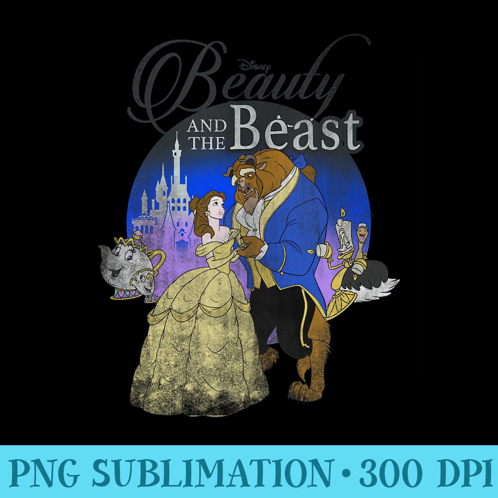 Disney Beauty and the Beast Classic Retro Romantic Poster - Digital PNG Downloads - Unleash Your Inner Rebellion