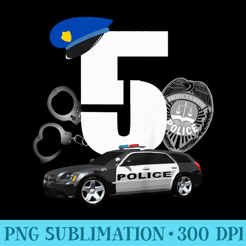5 Year Old Police Birthday Officer Cop Car Theme 5th - PNG File Download - Quick And Seamless Download Process