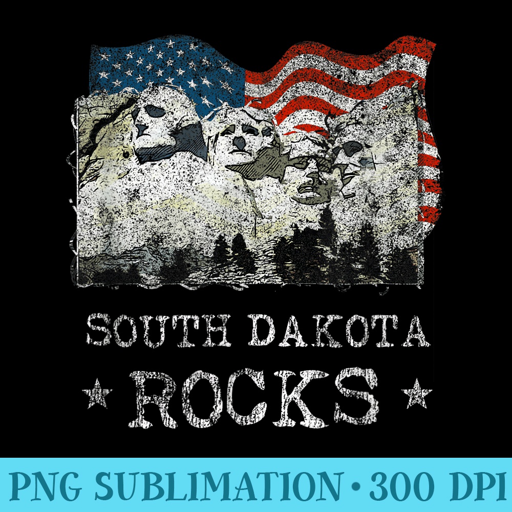 South Dakota Rocks T Souvenir Distressed Grunge - PNG Download Button - Spice Up Your Sublimation Projects
