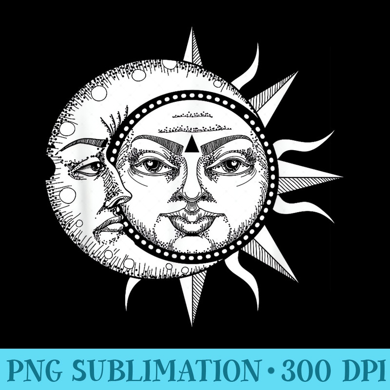 Sun Moon Astronomy Astronomer Astrology Galaxy Space - Blank Shirt Template PNG - Perfect for Sublimation Art
