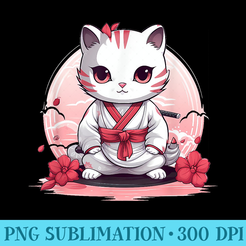 Yakuza Samurai Cute Kawai Kitty Japanese Cat Sword Scratch - PNG Download Website - Lifetime Access To Purchased Files