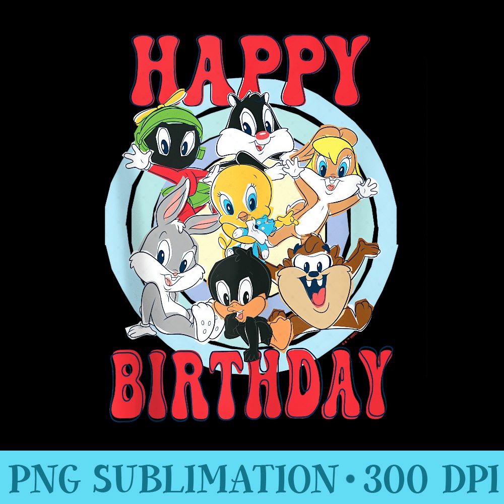 Looney Tunes Group Drawn Happy Birthday - Sublimation backgrounds PNG - Bring Your Designs to Life