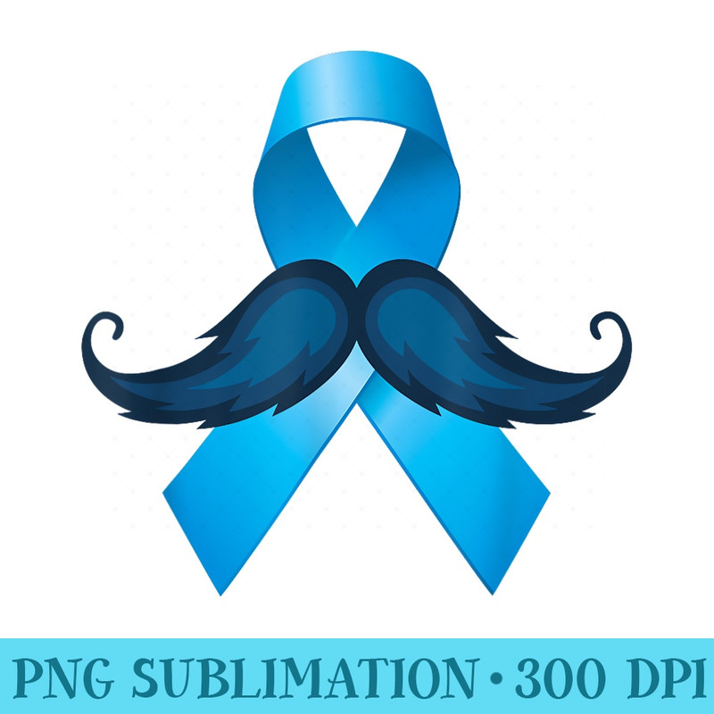 Light Blue Ribbon Mustache Prostate Cancer Awareness - Printable PNG Images - Unleash Your Inner Rebellion