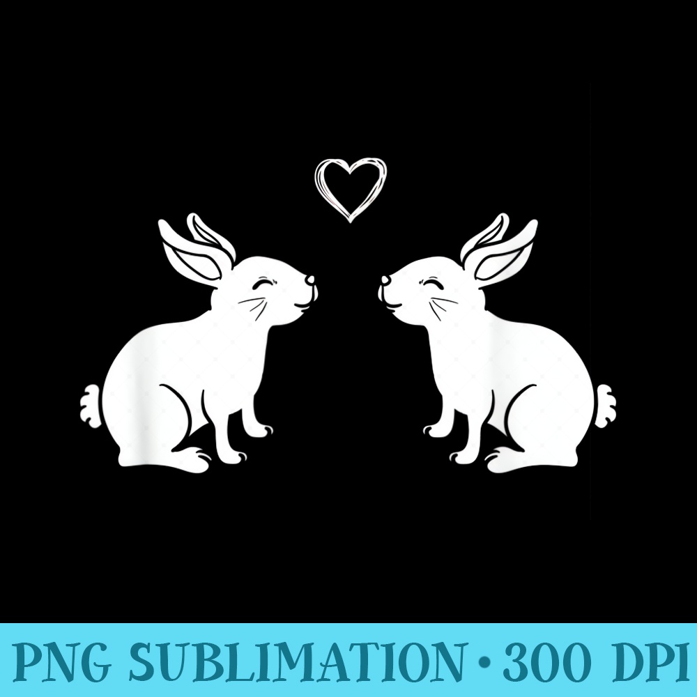 Kissing Bunnies Heart Funny Rabbit Bunny Kiss - Shirt Vector Art - Lifetime Access To Purchased Files