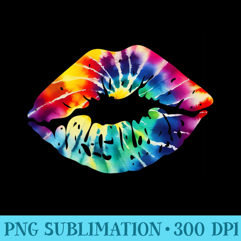 Colorful Tie Dye Lips Pajama Party Matching - Download PNG Files - Capture Imagination with Every Detail