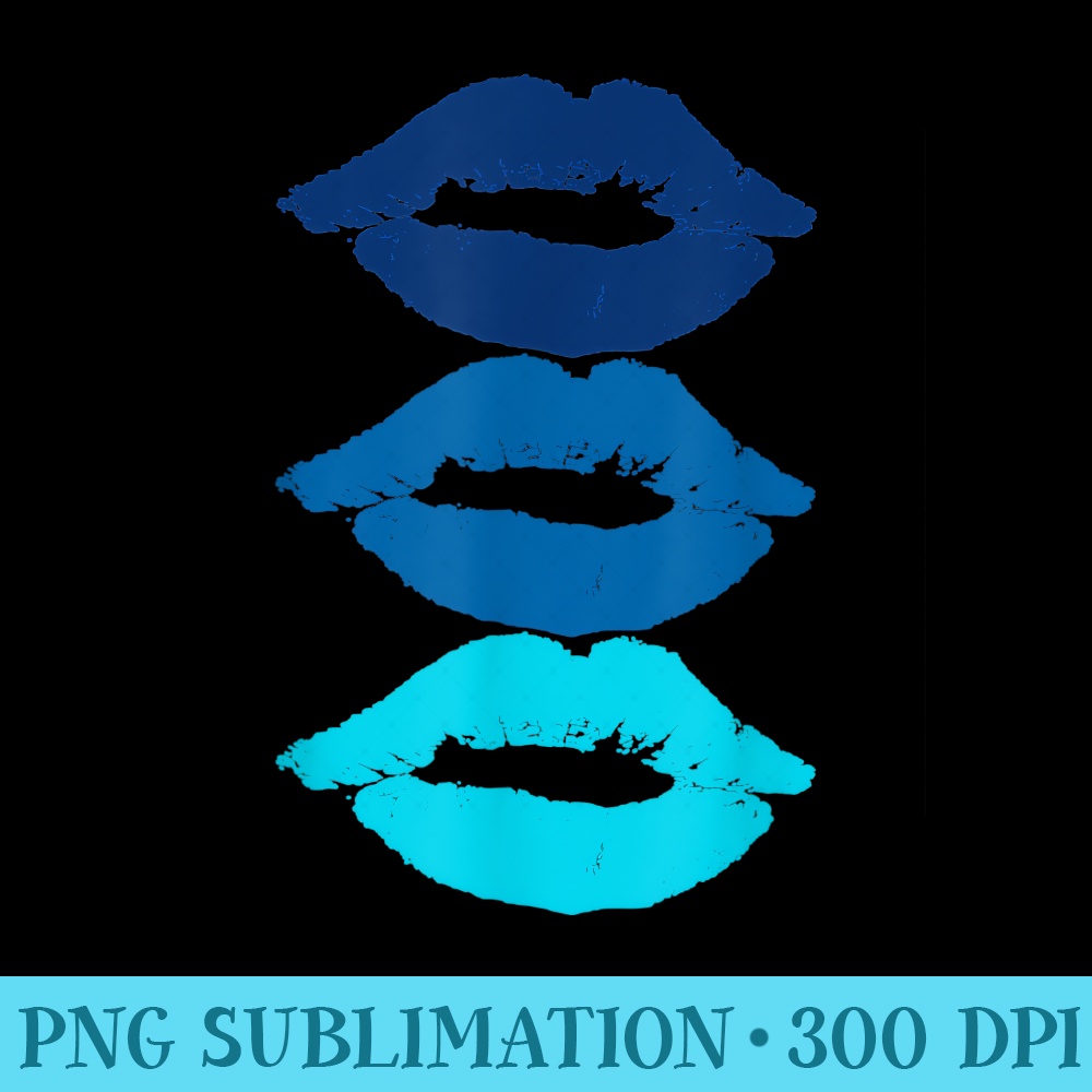 Lips Trendy Cool Blue Kiss 80s 90s Throwback T - Download PNG images - Create with Confidence