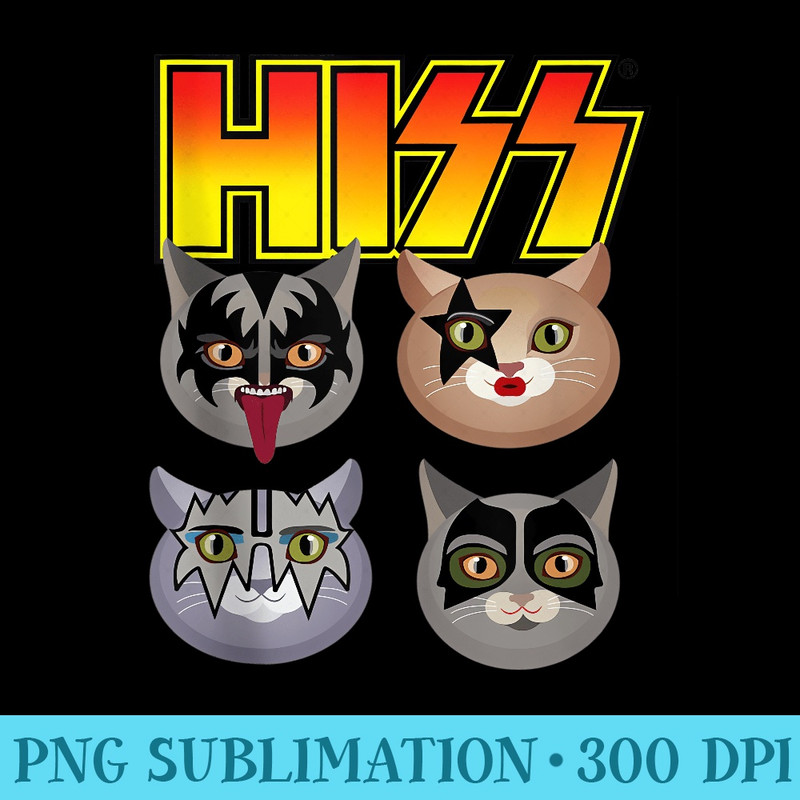 Hiss Funny Cats Kittens Rock Rockin  Pun - Printable PNG Images - Perfect for Sublimation Mastery