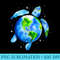 Earth Day 2022 Restore Save the Planet Earth Sea Turtle Art - Printable PNG Graphics - Fashionable and Fearless