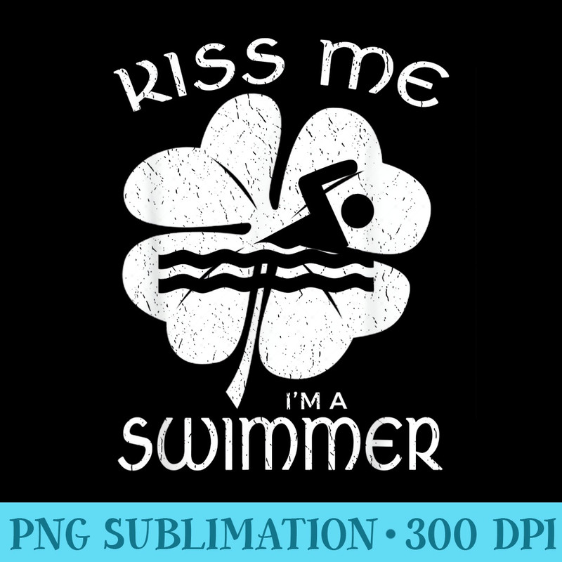 St Patricks Day Swimming T for a Swimmer - Sublimation patterns PNG - Create with Confidence