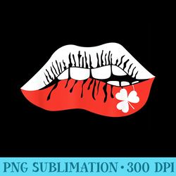 saint patricks day graphic lucky four leaf clover kiss lips - mug sublimation png