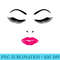 Eyelashes Pink Lips Lipstick Girl Cosmetic Beauty Makeup - PNG Sublimation - Eco Friendly And Sustainable Digital Products