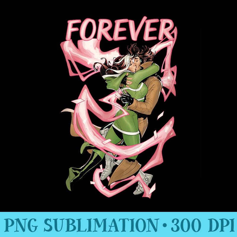 Marvel XMen Rogue and Gambit Forever Kiss Valentines Day - PNG Download Clipart - Unlock Vibrant Sublimation Designs